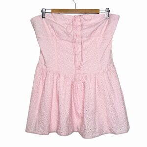 Strapless Lace Up Milkmaid Renfaire Top Pink Size XL Basque Waist Fairy Coquette